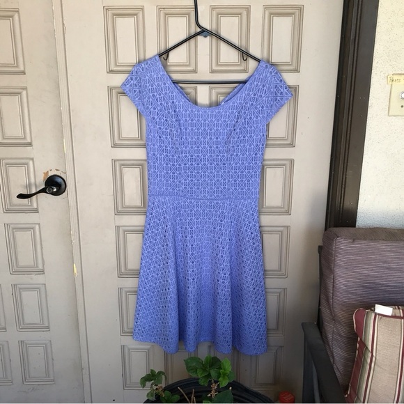 Xhileration Summer Dress Lavender Fit/Flare Cross Back SzM Over Lace Zipper - Picture 3 of 8